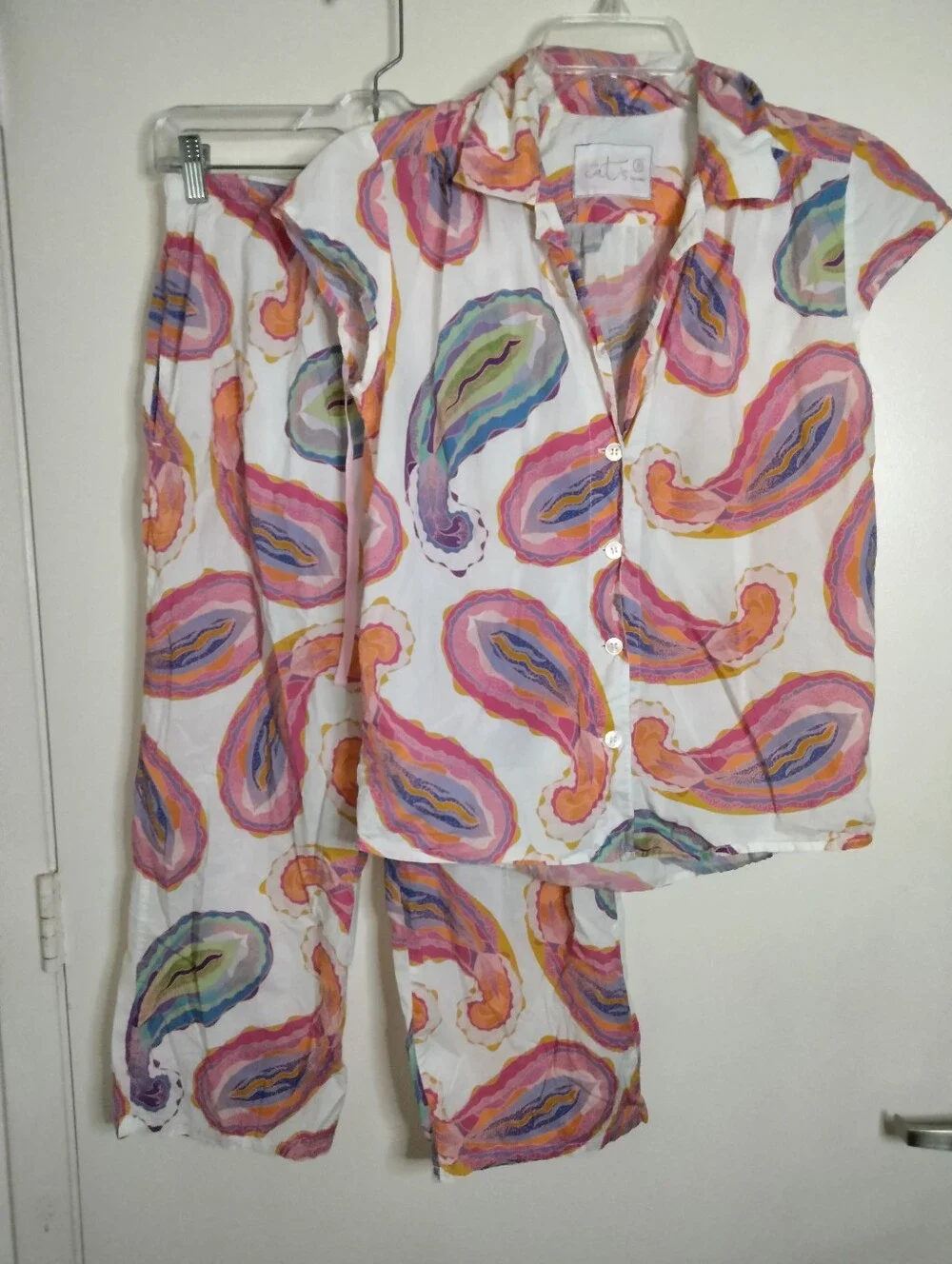 The Cat's Pajamas (Sz S) Multicolored Paisley-Print Short-Sleeve 2PC Pajama Set